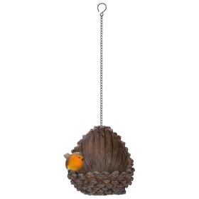 Open Pine Cone Feeder with Robin